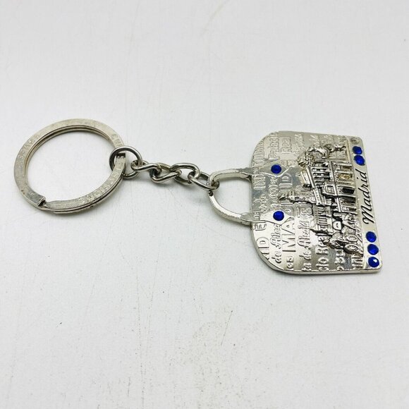CHIC SELECTION Madrid Souvenir Keychain Silver Tone Blue Rhinestone Accents - Picture 4 of 8